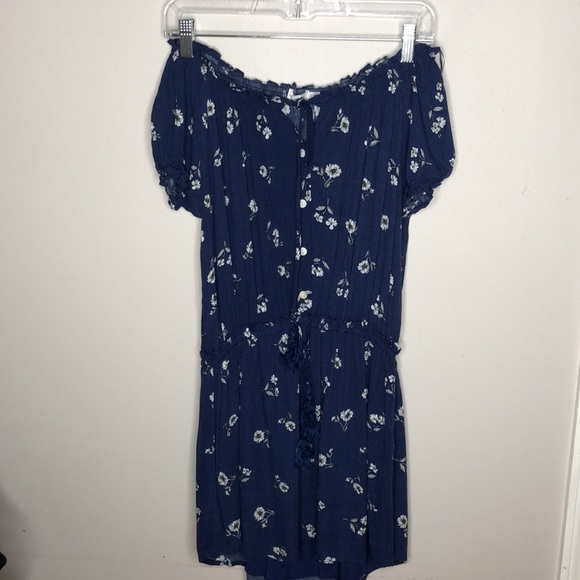 Off Shoulder Blue Floral Dress - Picture 7 of 11